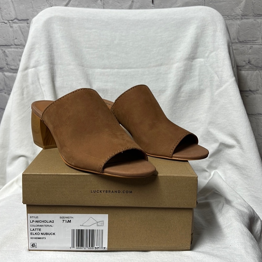 Block heel open toe mules